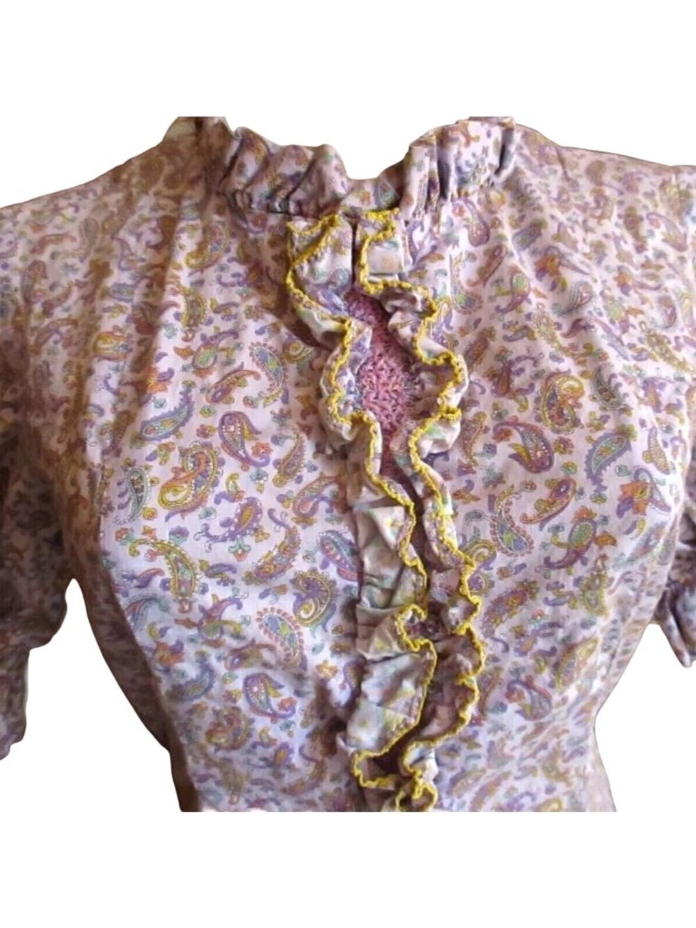Vintage Womens Peasant Dress 4 1970s HANDMADE Paisley Purple Festival MOD Midi 4